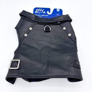 Youly Black Vegan Leather Dog Jacket Harness